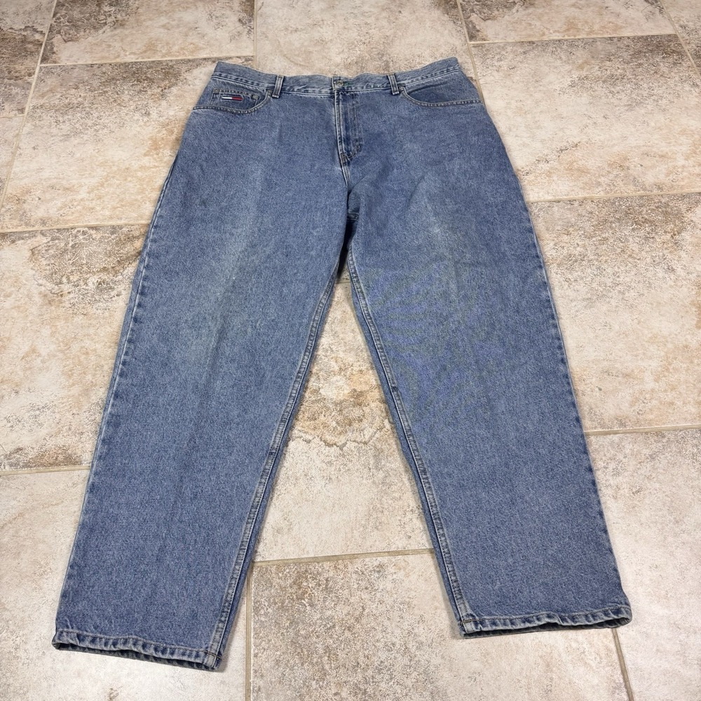 Vintage Tommy Hilfiger Jeans Mens 40x30 Blue Y2K Hip Hop Straight Leg